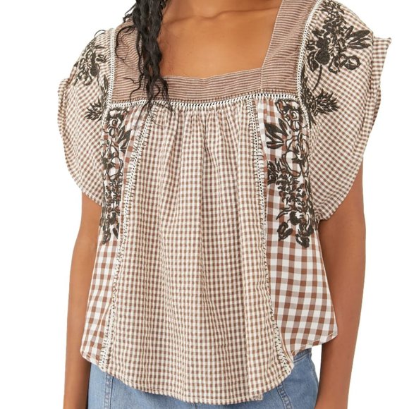 CLOSING SALE! 
🎉HP!!🎉 Free People | Half Moon Gingham Check Shirt - Picture 1 of 5